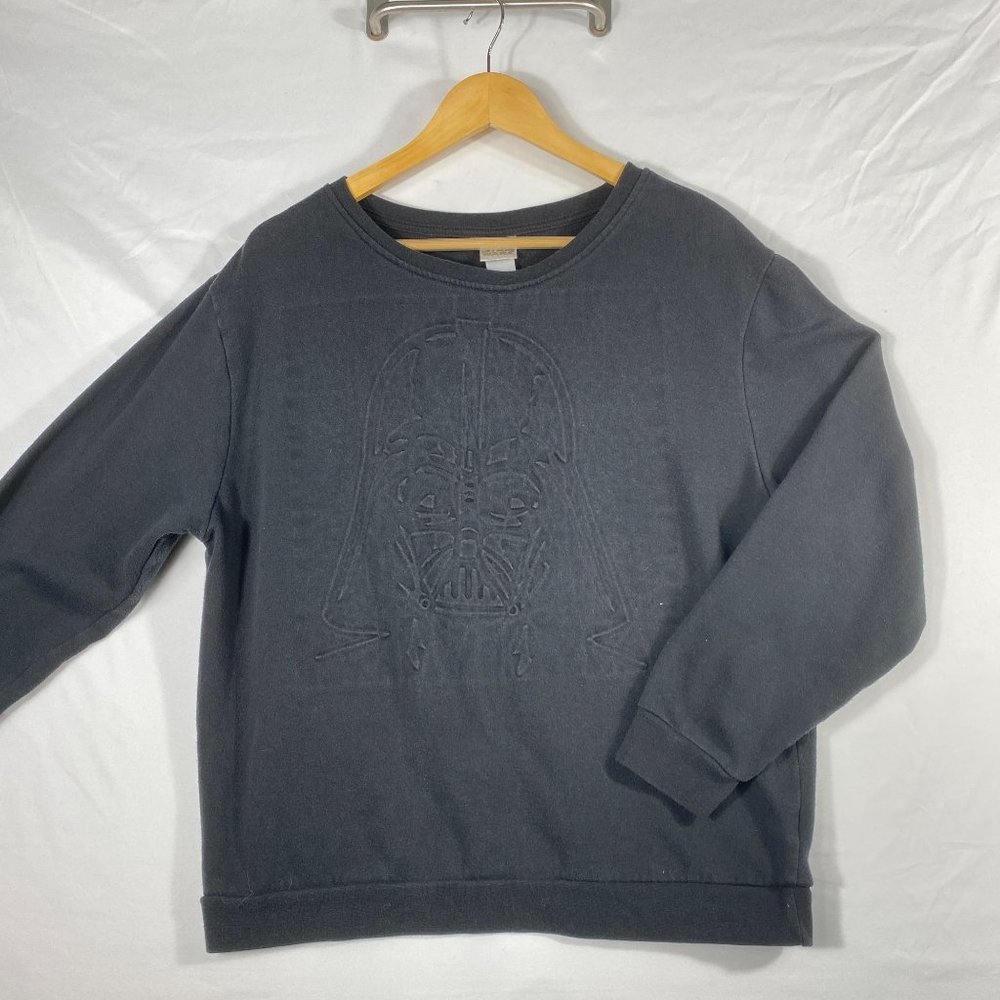 Rare Darth Vader Embossing print Long Sleeve Sweater Size XL Black